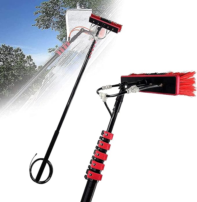 Glass Cleaning Brush Home Water Fed Telescopic Pole Kit Solar Panel Brush Rotating for Photovoltaic PanelWater Fed Pole Kit Adjustable Window Cleaning Pole 3.6M 5.4M 6M 7.2M 9M 11M 180° Rot