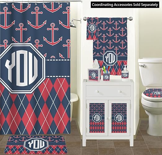 Personalized Anchors &amp Argyle Waste Basket - Double Sided (Black)