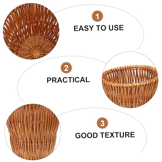 Luxshiny Rattan Woven Wastebasket Multi-Purpose Storage Bin for Bathroom Kitchen Office and Living Lightweight and Chic -Friendly Rubbish Can