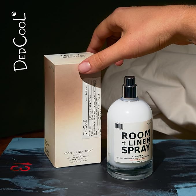DedCool Room + Linen Spray | Xtra Milk | Natural Fabric &amp Linen Spray | Non-Toxic Essential Oil Infused | Freshens Home Bedding Couch Closet &amp Bath | 3.5 fl oz