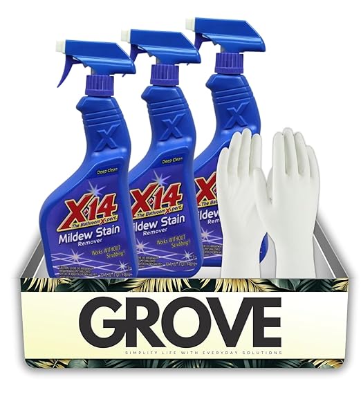 3x Malco X-14 Stain Remover 1 qt Bundle with Cleaning Gloves for Bathroom Kitchen and Hard Surface Stain Removal – Gift Set (4 Items)