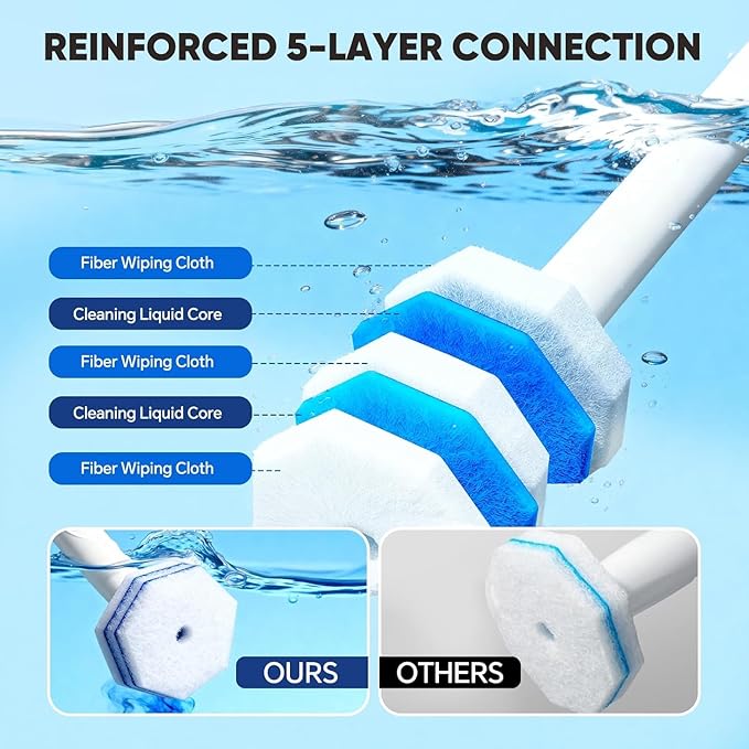 60 Count Toilet Bowl Wand Refills for CloroxDisposable Toilet Bowl Cleaner Refill Pads for Most Toilet SystemDisposable Toilet Brush refills for Bathroom Cleaning