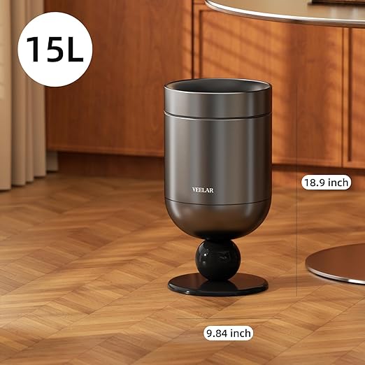Bathroom Trash Can with Lid - Motion Sensor Smart Garbage Bin with Toilet Brush 2 Gallon / 7L Small Automatic Trash Can Odor-Control for Bathroom (Grey-Top Open)