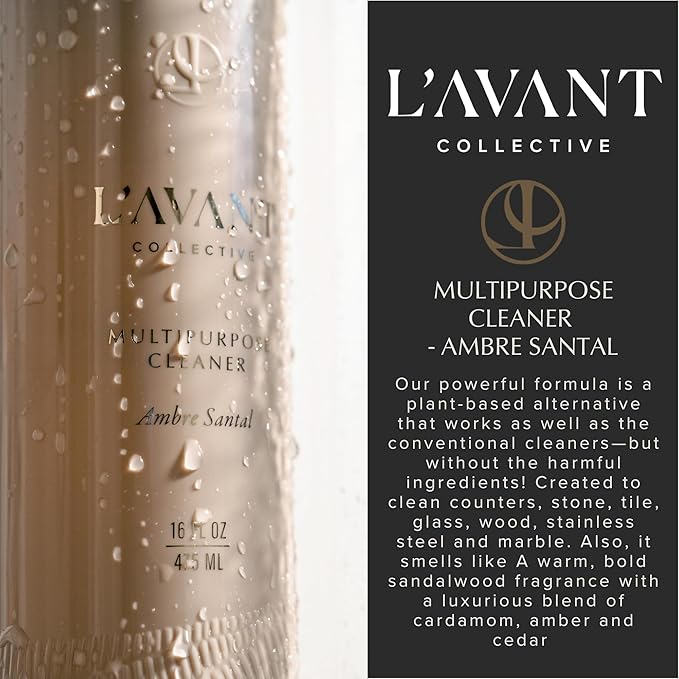L’AVANT Collective High Performing Multipurpose Cleaner | Plant-Based Naturally Derived Formula Ambré Santal Scent - 16 Fl oz Refillable Bottle – All-Purpose Surface Cleaner