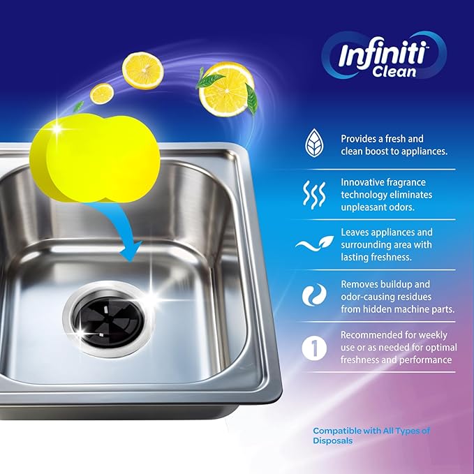 Dishwasher &amp Garbage Disposal Cleaner Tablets Duo 48 Count Septic Safe Deep Clean Kit - Limescale &amp Odor Remover Lemon Scent All Models Compatible - 1 Year Supply