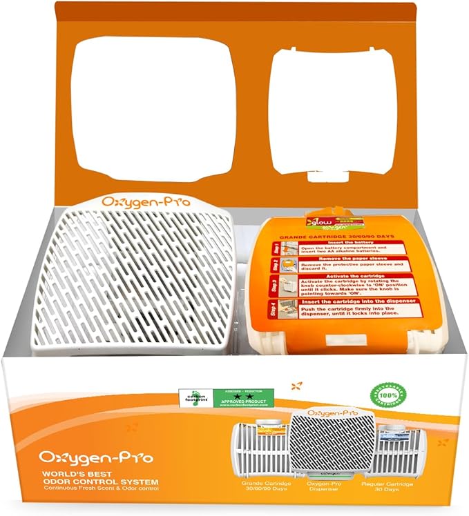Oxygen-Pro - Starter Kit - Commercial Air Freshener and Deodorizer Wall Mounted Odor Eliminator and Fragrancing System (Strong Kit) 120 Day Supply