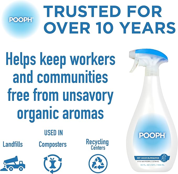 Pooph Pet Odor Eliminator 20oz Spray - Dismantles Odors on a Molecular Basis Dogs Cats Freshener Urine Poop Pee Deodorizer Natures Puppy Fresh Clean Furniture Potty Safe