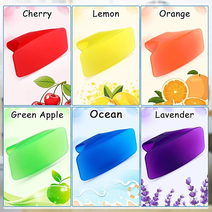 LemonRoad 24 Pack Toilet Bowl Deodorizer Rim Hanger Air Freshener Fruity Scent Toilet Bowl Fresheners for Bathroom Car Wardrobe (Bright Color)