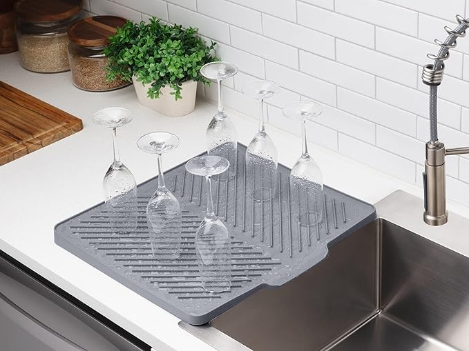 WeatherTech DishMat Drain- 16 x 18 Drip Dry Hand-Washed Dish Drying Mat Slate