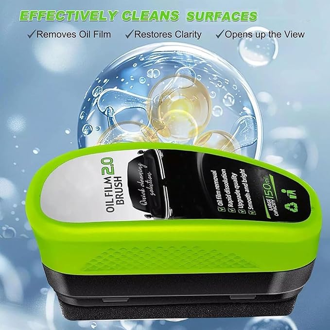 Clear Vision Glass Cleaner Windshield Cleaner 2025 Upgrade 2.0 Glass Cleaner Reusable Rain and Fog Cleaning Glass Brush (1 Green)