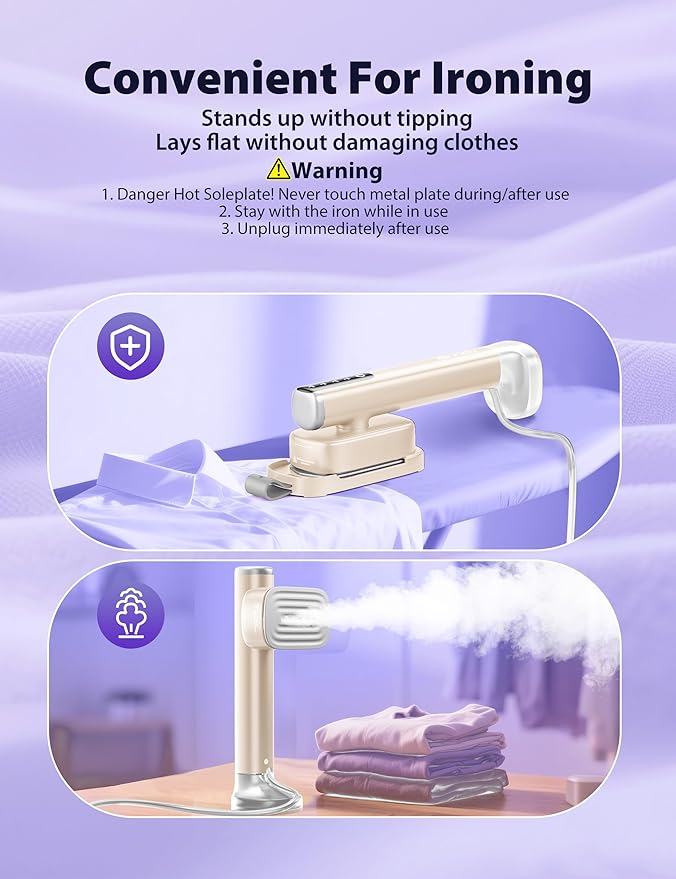 Steamer for Clothes Portable Handheld Garment Steamer15s Fast Heat-up180ml TankSteamer Ironing Gloves35 Minutes of Continuous Ironing for Travel and Home(Champagne Gold)
