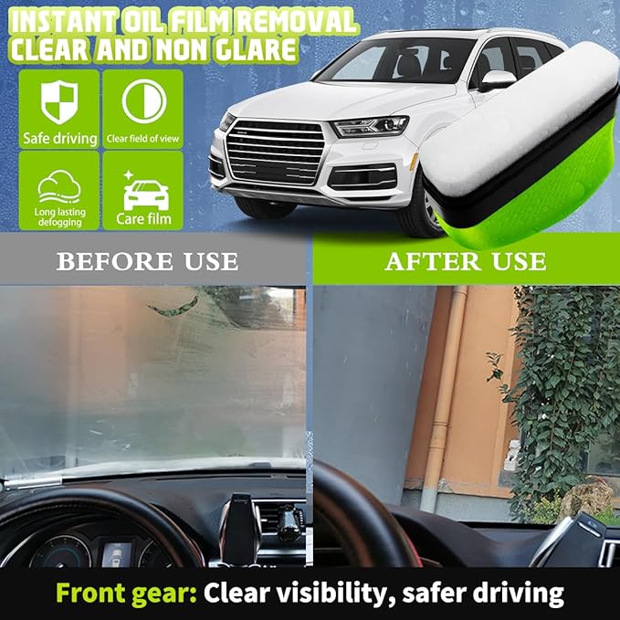 Windshield Cleaner Windshield Cleaner Glass Cleaner with Anti-Rain &amp Anti-Fog CoatingOil Film Brush for Car Windows &amp Glass Perfect Visibility at All Times (2 Green)