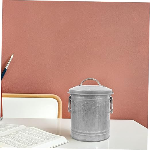 Small Iron Wastebasket for Office Desktop Decorative Rubbish Bin Vintage Style Sturdy Compact Trash Can for Home Kitchen Bedroom Countertop