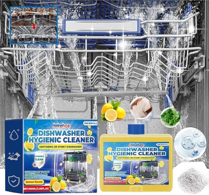 1pcs——3pcs100ml Dishwasher Cleaner &amp Descaler - Lemon Scent Removes Limescale &amp Grease Safe for Dishes Eco-Friendly Formula Compatible with Jakehoe(1pcs)