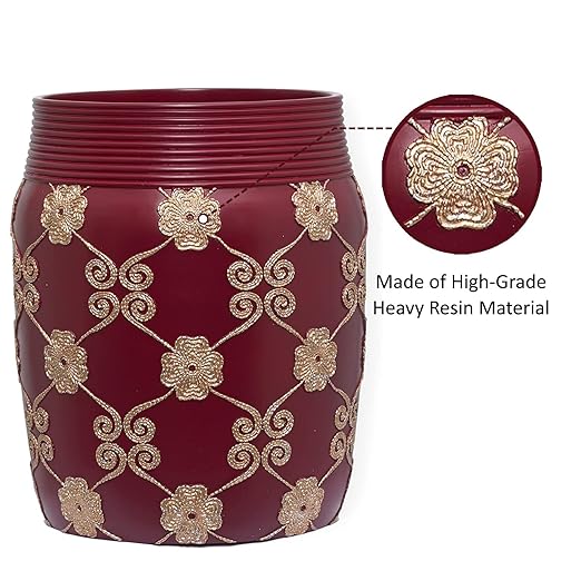 Zahari Home Decorative Trash Can for Bathroom Office &amp Bedroom - 2.1 Gallons Stylish &amp Small Trash Can for Dorms Desktop &amp Restroom - Chic Waste Basket for Compact Spaces Elegant Rose