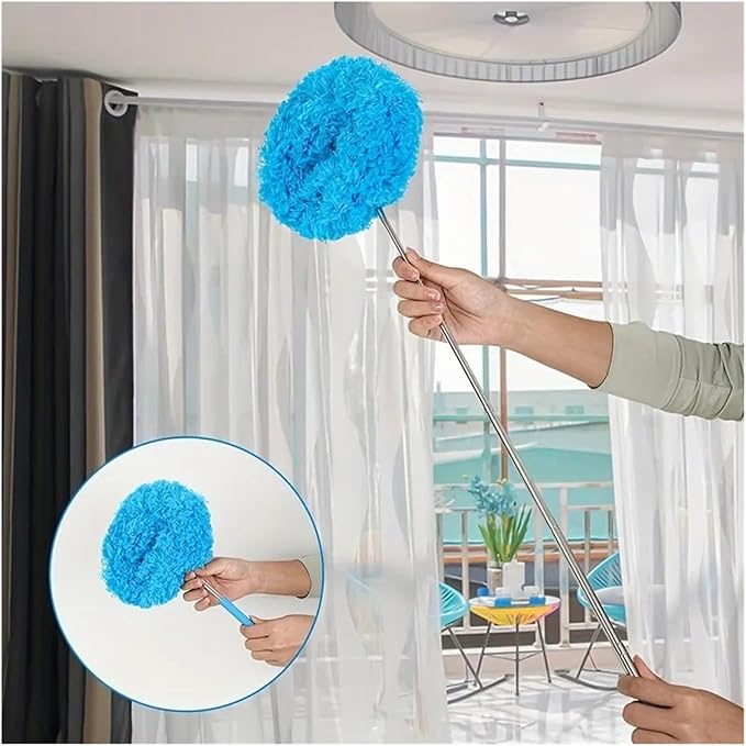 Reusable Microfibre Ceiling Fan Duster Dusting Dust Blade Cleaning Adjustable Length Household Tool(Green-10PCS)