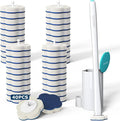 Disposable Toilet Brush: Toilet Bowl Brush and Holder Set with 40 Wand Refills Upgraded Handle 2X Cleaners Toilet Cleaning System with Storage Caddy for Sink Bathtub Floor Drain (Green)