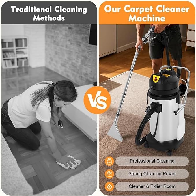 20l30l40l Commercial Carpet Cleaning Machine 2 In 1 Multi-Purpose Wet Dry Carpet Cleaner Machine Professional Upholstery Cleaner Machine 1034w 230mbar Suction For Workshop Garage Home 20L