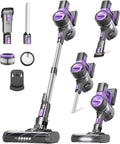 S10 Cordless Vacuum Cleaner 55Kpa 60mins Lightweight Stick Vacuum with Powerful Suction for Home Rechargeable Self-Standing Handheld Vacuum Cleaners for Hardwood Floors Carpets Purple