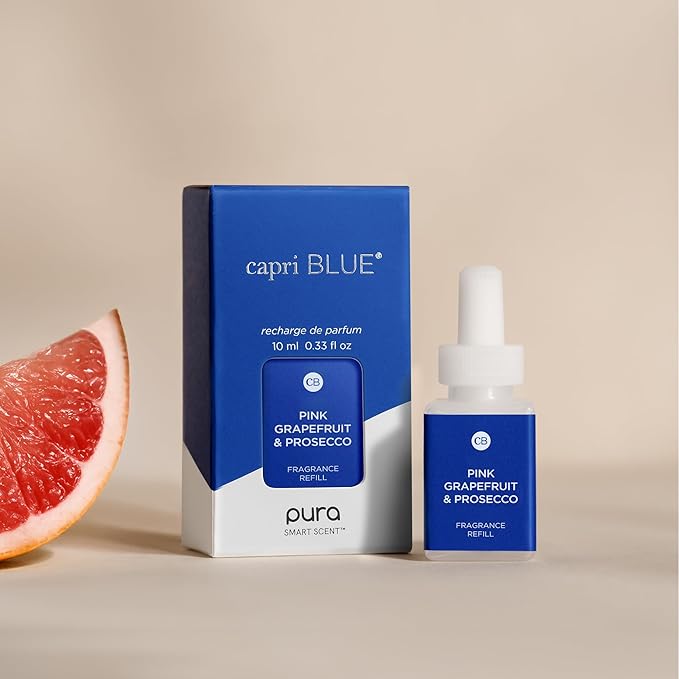 Capri Blue Pura Diffuser Refills – Luxury Home Fragrance – Long Lasting Oil Diffuser Scents with Notes of Mimosa Flower Grapefruit &amp Violet (Pink Grapefruit &amp Prosecco Pack of 2 Pura Refills