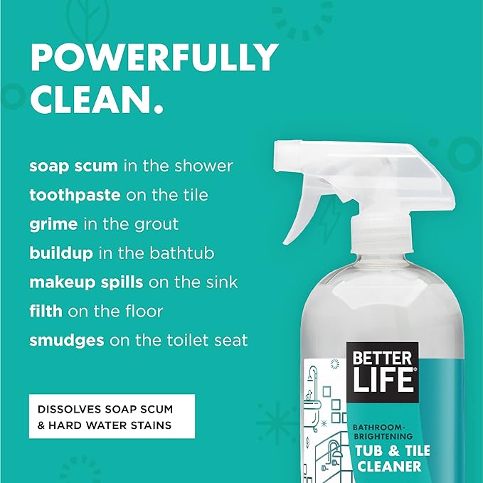 Better Life Tub and Tile Cleaner 32 Oz Pack of 2 + Glass Cleaner 32 Oz Pack of 2