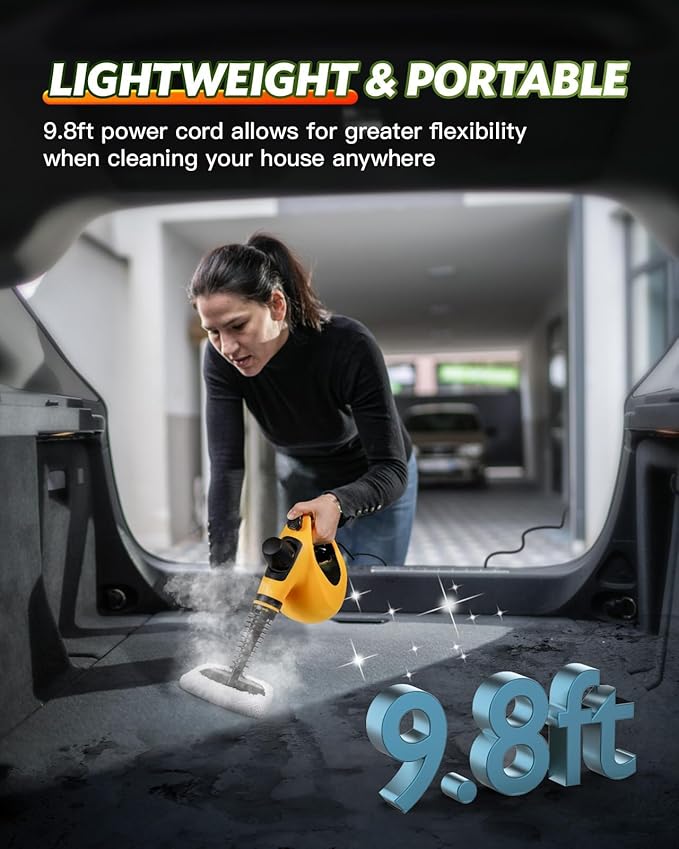 Steam Cleaner Pressurized Multi-Purpose Handheld Steam Cleaner with 11pcs Accessories Natural Chemical-Free Cleaning Steam Cleaner for Home Use Furniture Upholstery Couch Tile Grout and Car