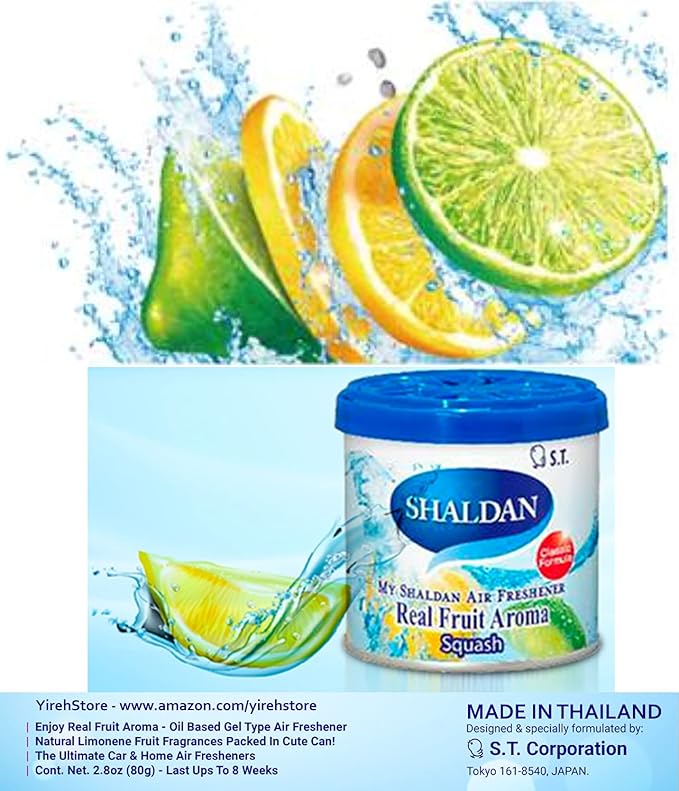My Shaldan Air Freshener V8 - Squash x8 cans Real Fruit Aroma by ST. Corporation Japan Original Classic Formula.