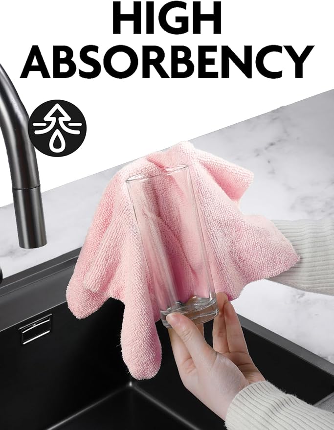 Fantasticlean Microfiber Cleaning Cloth Roll -40 Pack Tear Away Microfiber Towels 12 x 12 Reusable Washable Lint Free Ultra Absorbent Dishcloth for Car Pet Kitchen Cleaning Supplies (Pink)