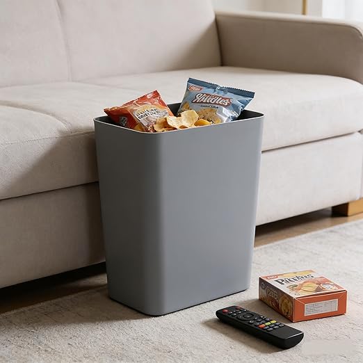Xyskin Grey Plastic Trash Can Garbage Container Bin Trash Wastebasket 4.5 Gallon 3 Pack