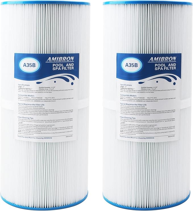 PWK35B Replaces Hot Springs Limelight Series Spa Filters Compatible with Watkins 1642301-1 78161 78286 Filbur FC-3921 Pleated Fabric Filter Media 2 Pack