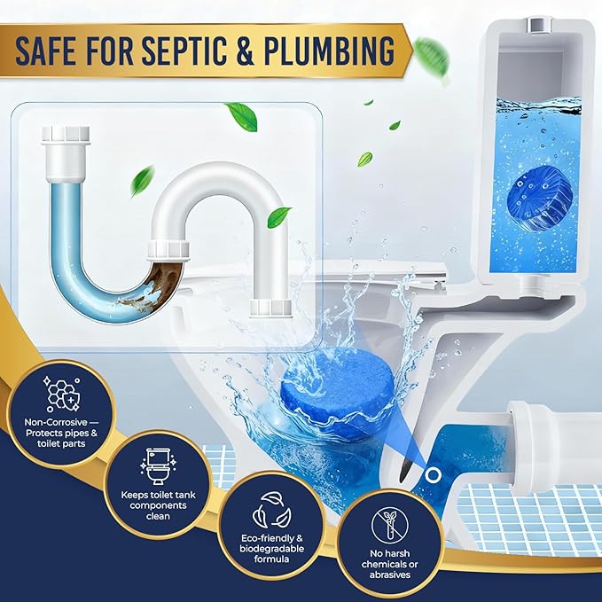 Once Every Month Premium Toilet Tank Cleaning Tablets 300 Flush Count(50 Tablets)Long Lasting Automatic Cleaner Spearmint Scent
