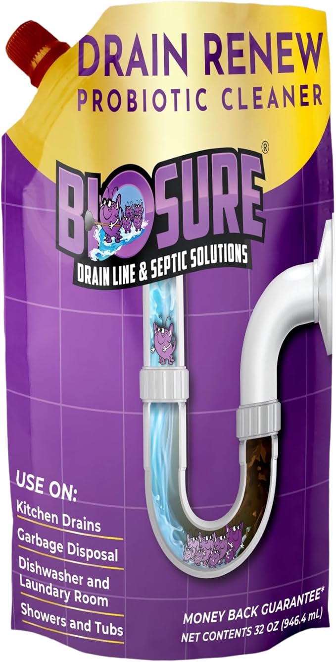 DRAIN RENEW Drain Line Maintenance and Septic Tank Treatment: The Ultimate Drain Cleaner for Your Drains Showers Sinks and Toilets - Keep Your Pipes Clear and Septic System Healthy
