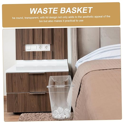 Mobestech Large Transparent Swing Lid Trash Can Sturdy Waste Basket for Home Office Kitchen and Bathroom Versatile Garbage Container for Easy Disposal