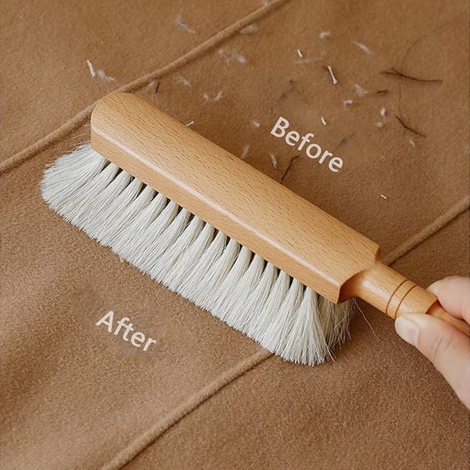 Horsehair Hand Brush Soft Bristles for Woodworking Car Detailing Furniture Beech Wood Handle 12 Inch Long (2pcs)