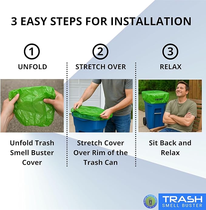 Trash Can Smell Eliminator Cover Odor Eliminating Bag Lemon Scented Durable Chemical Free 32 Gallon 3 Pack