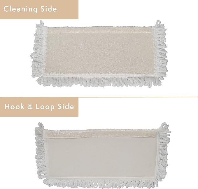 Harper Live.Love.Clean. Bamboo 2-in-1 Smooth Surface Wet/Dry Dust Mop with (2) Washable Pads for Cleaning Dust Pet Hair &amp Fine Dry Dirt