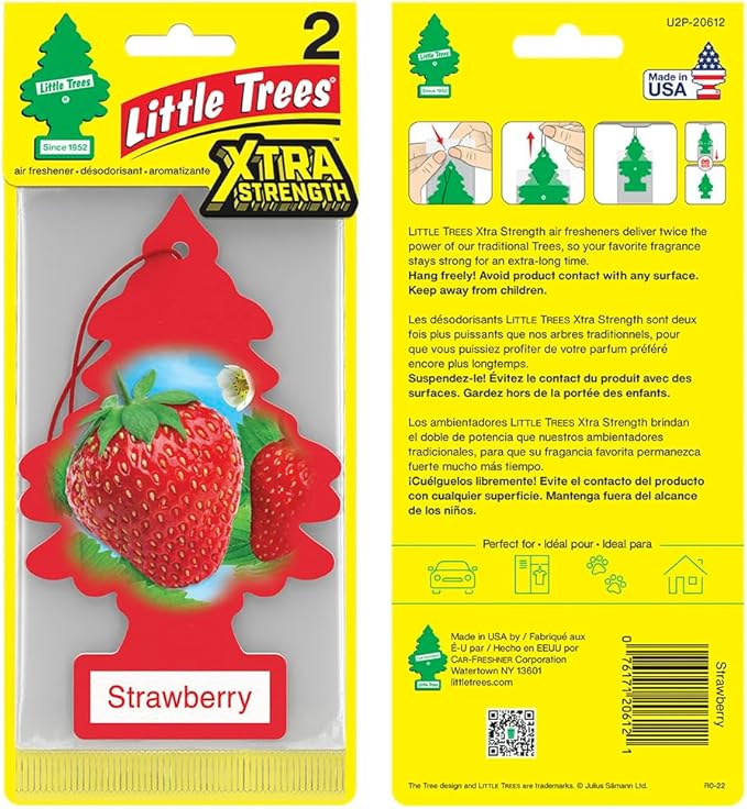 LITTLE TREES Car Air Freshener | Xtra Strength Provides Long-Lasting Scent for Auto or Home | Extra Boost of Fragrance | Strawberry 24 Air Fresheners