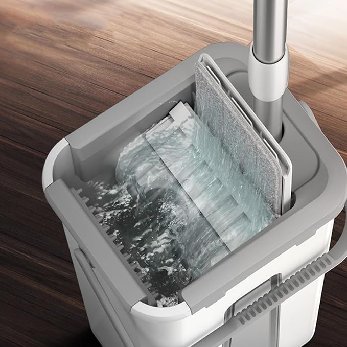 Floor Mop with Bucket Microfiber Pad Squeeze Mop Floor for Wall Kitchen Home-