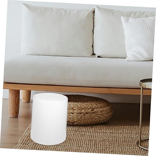 Trash Can Lid Medium Wastebasket for Bathroom Bedroom Kitchen Grey and White Compact for Easy Placement Home Spaces