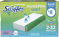 Swiffer Sweeper Wet Cloth Refill White 64 Count