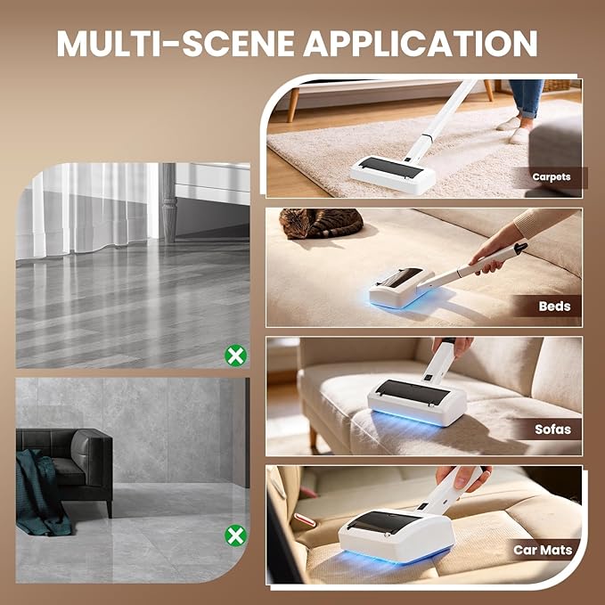 Pet Hair Remover for Carpet Reusable Pet Hair Remover 44 Inch Adjustable Handle Electric Dog Cat Hair Removal Tool for Couch Carpet