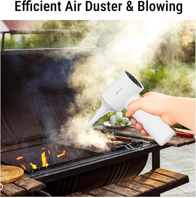 REIKIYA Portable Air Duster 150000RPM Super Power 18000Pa Cordless Vacuum Cleaner Rechargeable Handheld Pump with LED Light Adjustable Dust Blower for Computer Keyboard Car House Outdoor