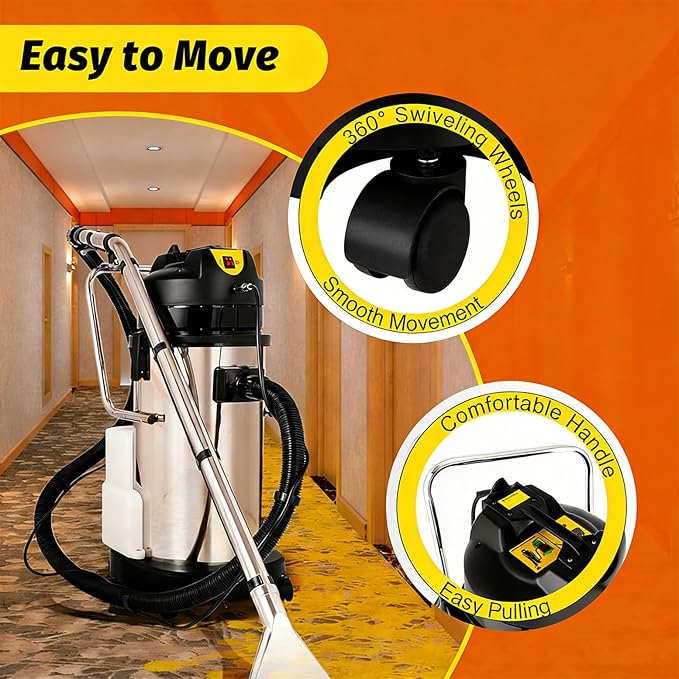 Commercial Steam Cleaner 3-in-1 30L-80L Multi-Purpose Wet Dry Vac with High-Pressure Spray &amp Suction 6 Tools for Home &amp Office 40L