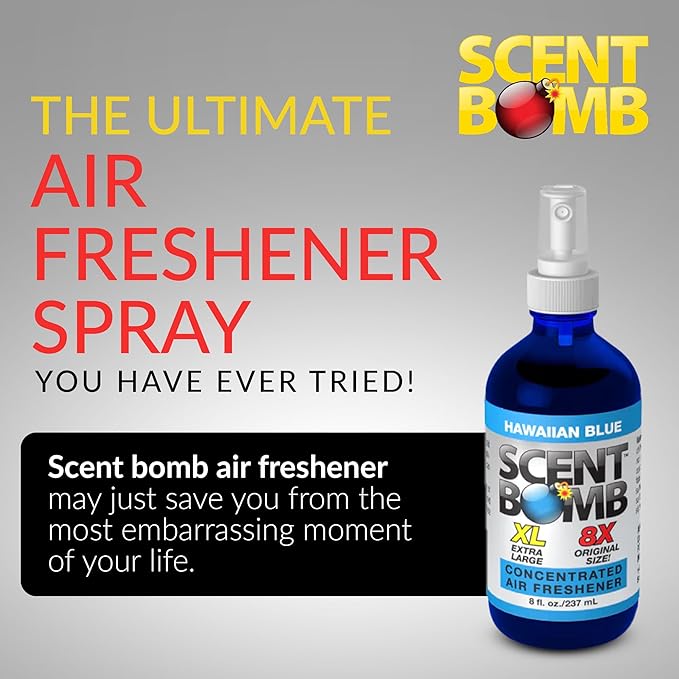 Scent Bomb Air Freshener Spray Long-Lasting Odor Eliminator for Home &amp Car Effective Deodorizer for Kitchen Bathroom Fresh Room Spray &amp Smell Neutralizer Hawaiian Blue Scent