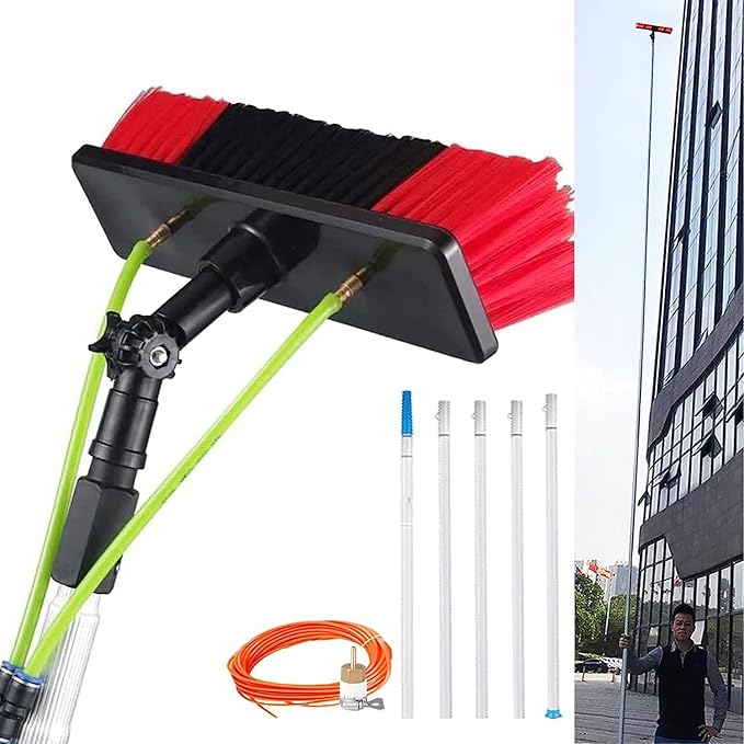 Water Fed Window Cleaning Pole Water Fed Cleaning Kit5-12m Retractable Cleaning BrushWindow Washing Pole5m Rod/30cm Brush Head