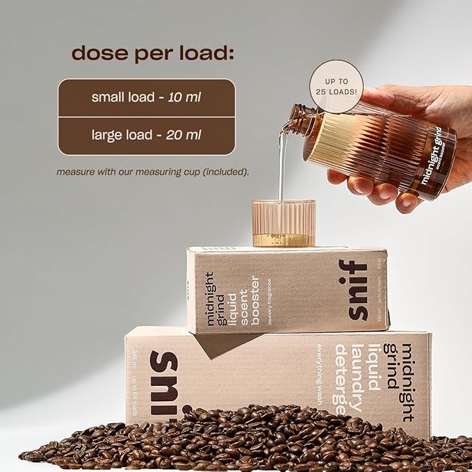 Snif Midnight Grind Scent Booster Bold Rich Espresso Scent 25 Loads Non-Irritating to Skin Clean Non-Toxic Vegan Cruelty Free 8.5oz