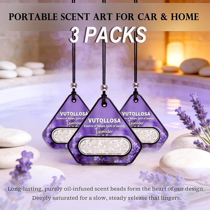 3 Pack Car Air Freshener &amp Car Deodorizer Lavender Scented - Long Lasting Hanging Car Air Fresheners for Women &amp Men Car Accessories by VUTOLLOSA