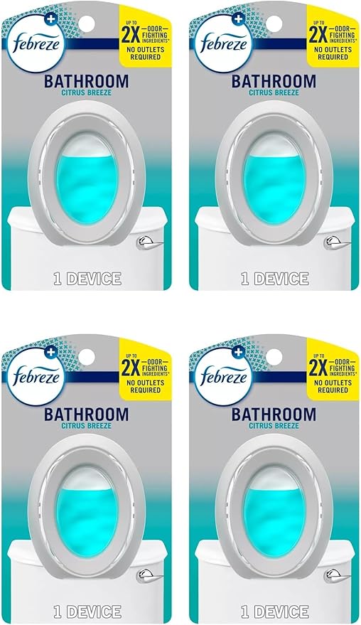 Febrezee Small Spaces Plug in Air Freshener Alternative for Home Odor Eliminator for Strong Odor 4 Count (Pack of 1) (Citrus Breeze)