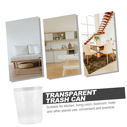 Transparent Trash Wastebasket for Bathroom Bedroom Office Capacity Easy Disposal Stylish Design Garbage Container for Home Use