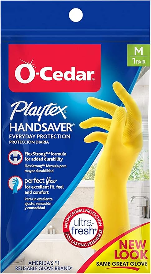 Playtex HandSaver Reuseable Rubber Cleaning Gloves (Medium 12 Pairs) Everyday Protection Reusable Household Gloves